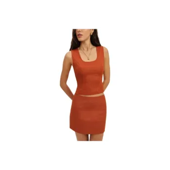 REFORMATION Lindsey Linen Two Piece Skirt Set Women's
