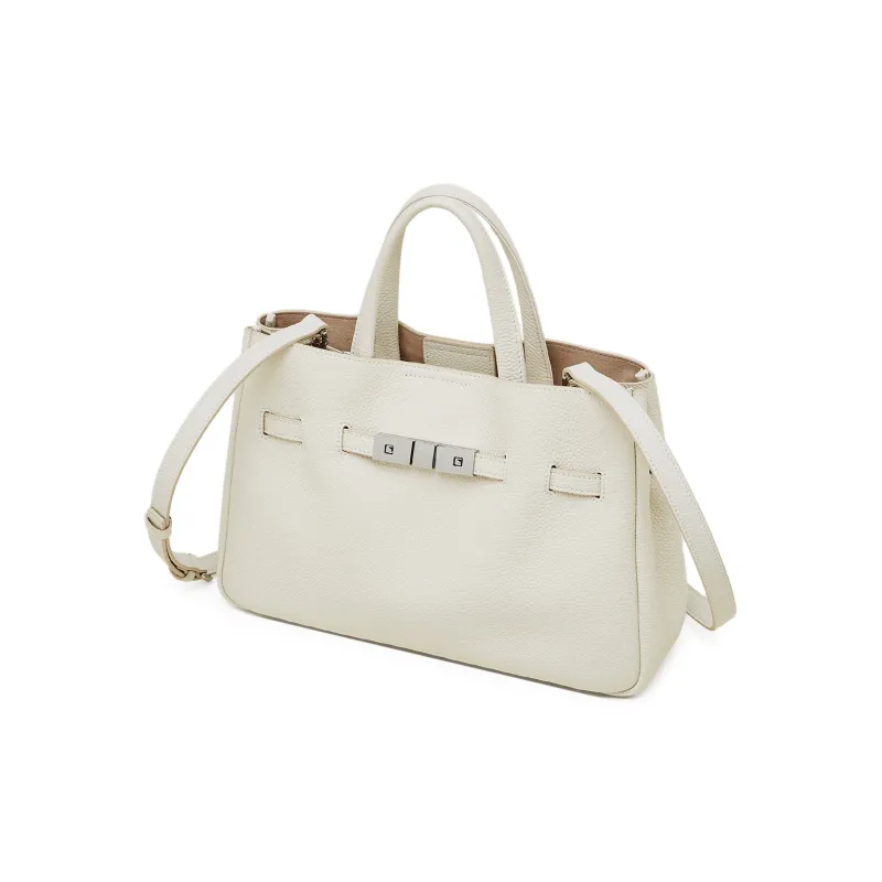 PIERRE CARDIN Cow Leather Shoulder Bag, Handbag Tubas Women's Black/Beige/Elephant Gray-6