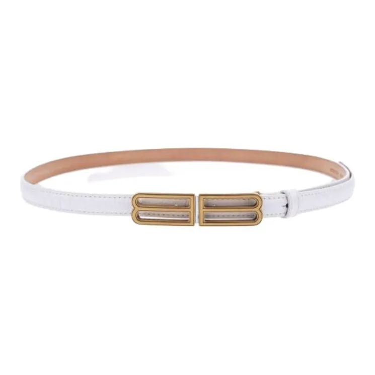 Balenciaga Leather Belts Unisex White -1