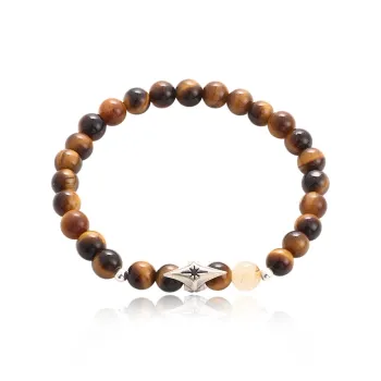 FOREVER MELODY Tiger's Eye Stone Bracelets Men's