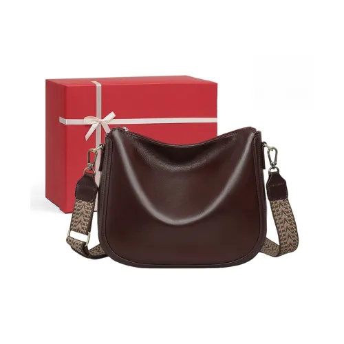 CNNCOO Cow Leather Crossbody Bag Women's Wine Coffee/Black