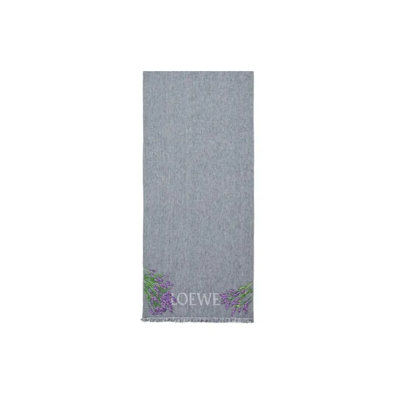 LOEWE Linen, Cotton Knit Scarves Women's Gray-2