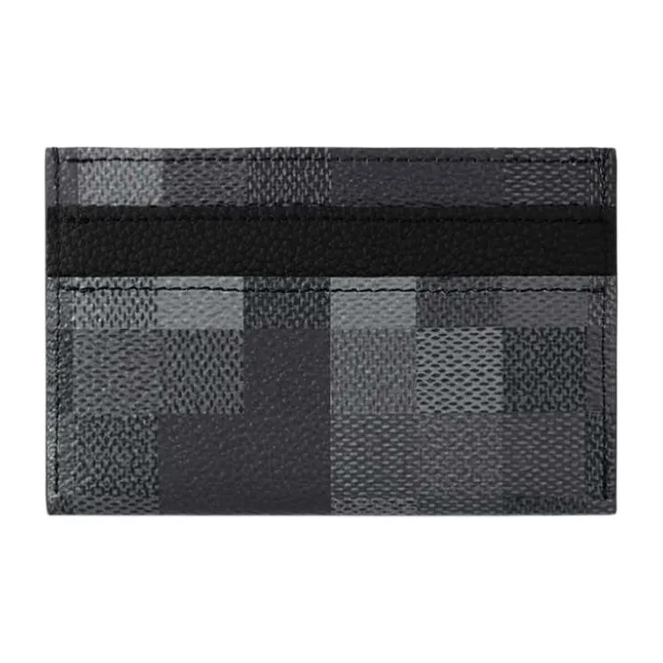 LOUIS VUITTON Damoflage Black Coated Canvas Card Holder Men's Black-3