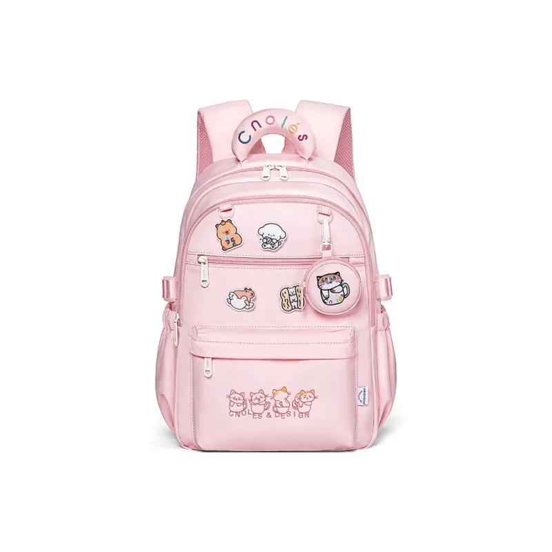 CNOLES Fabric Backpack Women's Cream White/Pink Blossom-8
