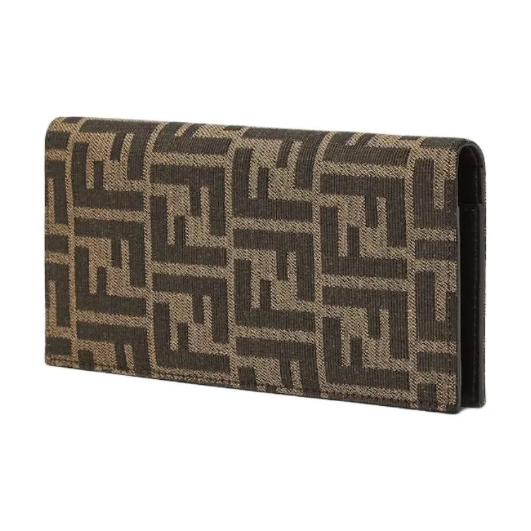 FENDI Calfskin With Polyester Wallet Men's Brown-1