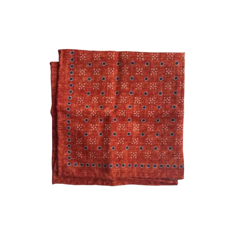Brunello Cucinelli Geometric print Wool Pocket Square-0