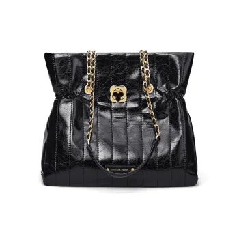 CNOLES Synthetic Leather Casual Workplace Date Commute Crossbody Bag, Shoulder Bag Tote Regular Women's Glaze Black