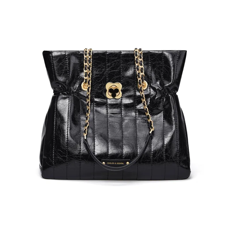 CNOLES Synthetic Leather Casual Workplace Date Commute Crossbody Bag, Shoulder Bag Tote Regular Women's Glaze Black-0