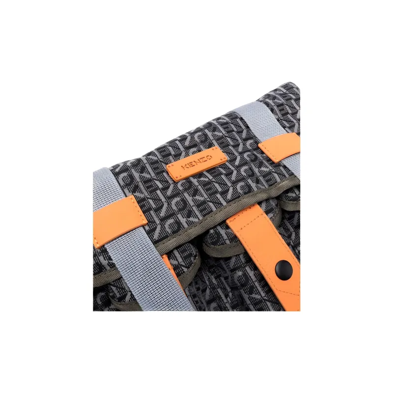 KENZO Fabric Messenger Bag Shoulder Bag Crossbody Bag Women's Gray & Orange-2