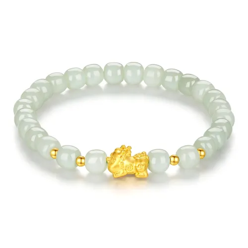 Olampe Hetian Jade Bracelets Pale Greenish White Jade Women's