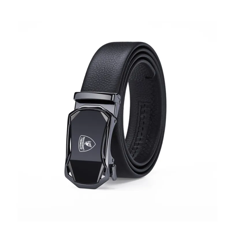 Automobili Lamborghini Cow Leather Belt, Luxury, Belt Men's Gunmetal Width 3.5cm-5