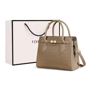 VINEY Cow Leather Handbag, Shoulder Bag, Crossbody Bag Regular Women's Elephant Gray