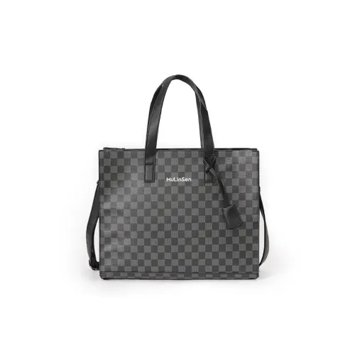 Mulinsen PU Shoulder Bag Regular Men's Square Black/Pattern Black