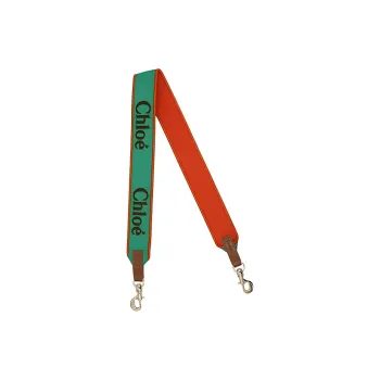 Chloe Linen Canvas Shoulder Strap Bag Strap Women's Green/Red