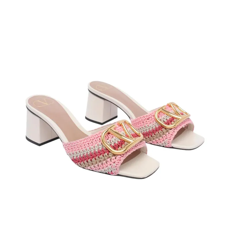 Valentino Slip Resistant Slide Slippers 6cm Women's Pink-2