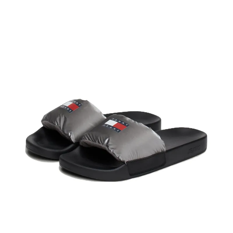 Tommy Hilfiger Slide Slippers Women's Silver Gray-2