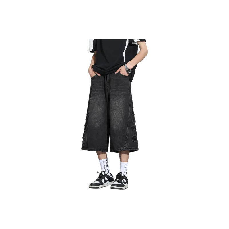 IGOI Denim Shorts Unisex Black Gray-0