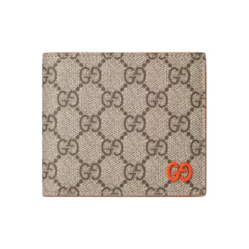 GUCCI GG Supreme Leather Internal Trim Wallet Men's Beige & Dark Brown