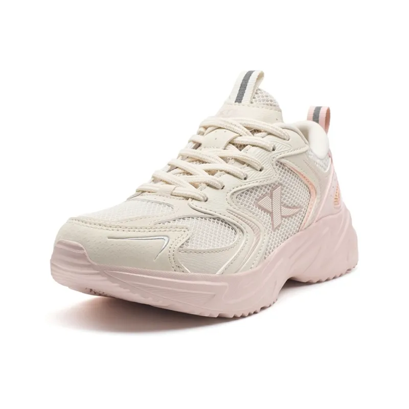 XTEP Wear resistant And Lightweight Low Top Casual Shoes Women's White Sand Gray Light Pink-1
