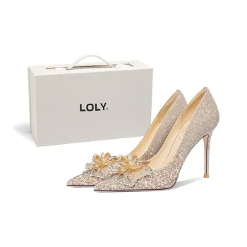 LOLY Slim Heel High Heels Women's Golden Starlight Beauty