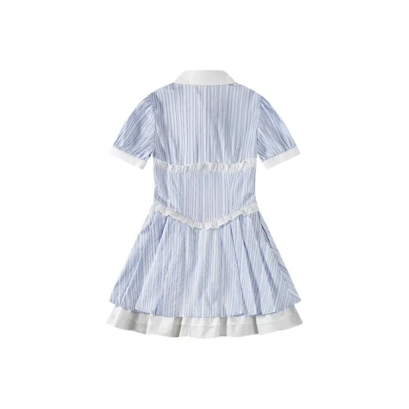 POPO.INFO Short Sleeved Dresses Women's Blue-1