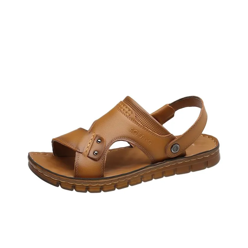 AOKANG Beach Sandals Men Yellow Brown-5