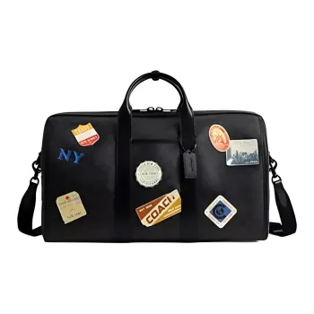 COACH Canvas Bag Luggage Bag Crossbody One Shoulder Handbag Men's Charcoal Multicolor