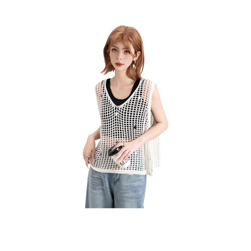 FAWENXIANGZI Tank Tops Women's Ecru-0