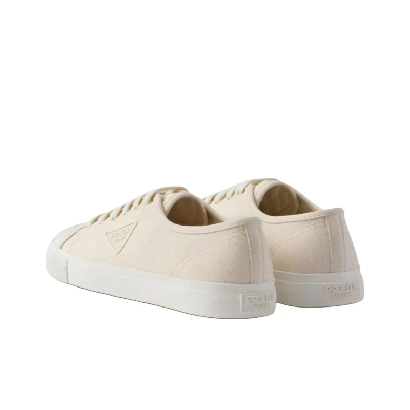 PRADA Low Top Canvas Shoes Men's White-3