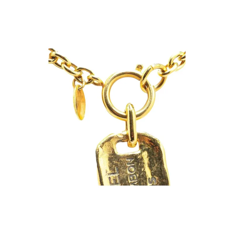 CHANEL 1970 1980 Plated 31 Rue Cambon Dog Tag Pendant Necklace Costume Necklace-1