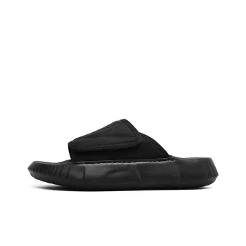 Angelmi Stitching Abrasion Resistant Quick Dry Slip Resistant Slide Slippers Men's Leather Black