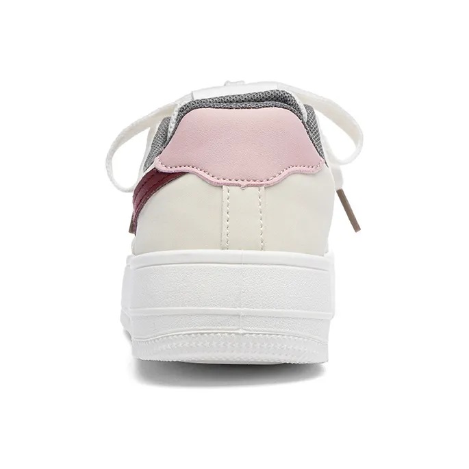 RENBEN Abrasion Resistant, Lightweight, And Breathable Low Top Skateboard Shoes Women's White Khaki-3