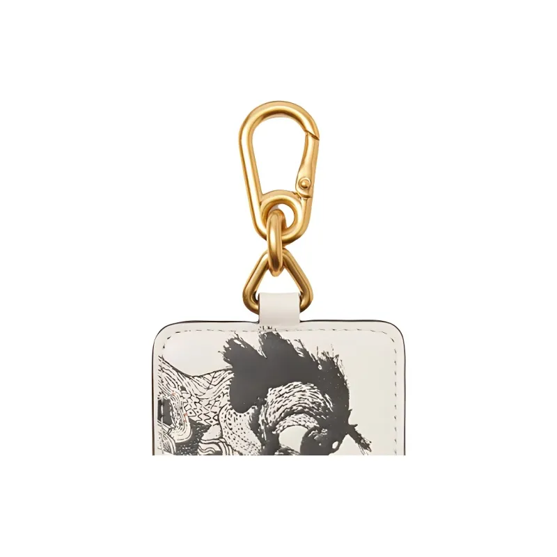 Kate Spade Storyteller Cow Leather Metal Keychain Key Pouch Women's White-3
