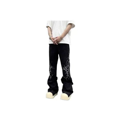 NEVER RULE Jeans Unisex Texture Black