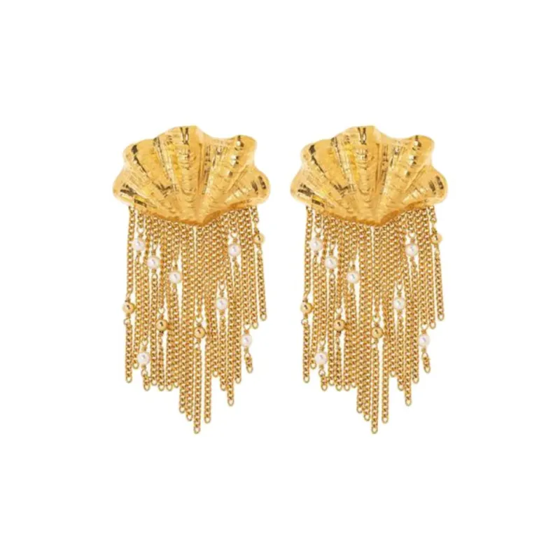 Chloe Brass Earrings Women's Gold-0