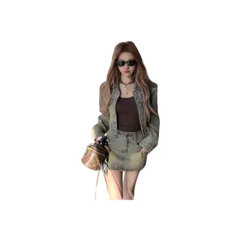 XIANSINIAO Two Piece Skirt Sets Women's Denim Clothing Sets
