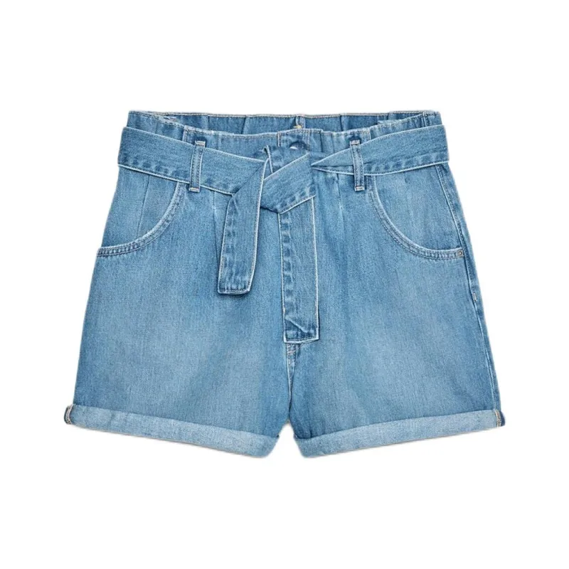 ZARA Trf Denim Shorts Women's Light Blue-0