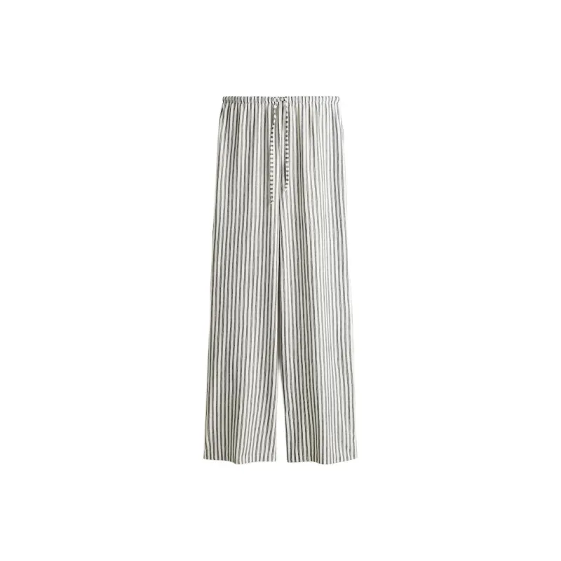 H&M Casual Pants Women's White/Gray Stripes-0