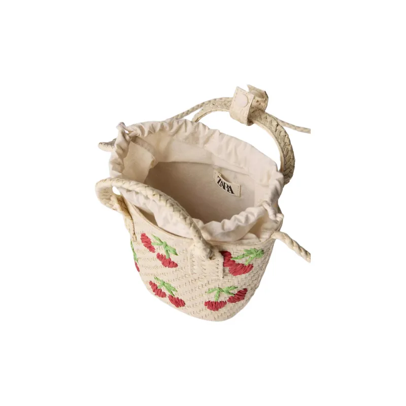 ZARA Cotton Bucket Bag, Shoulder Bag, Crossbody Bag, Handbag Women's Light Beige Yellow-5