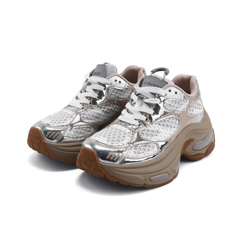 DHARRY Leisure Time Collection Height Increasing Breathable Low Top Chunky Sneakers Women's-1