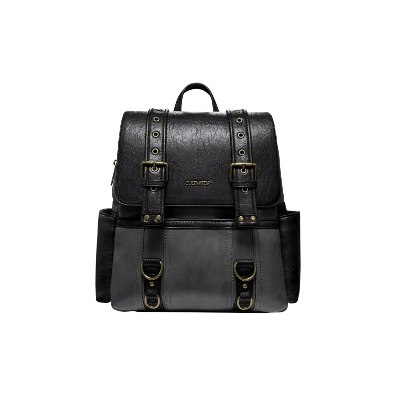CULTIVATOR PU Backpack Medium Size Unisex Black Gray Color/Black Blue-0