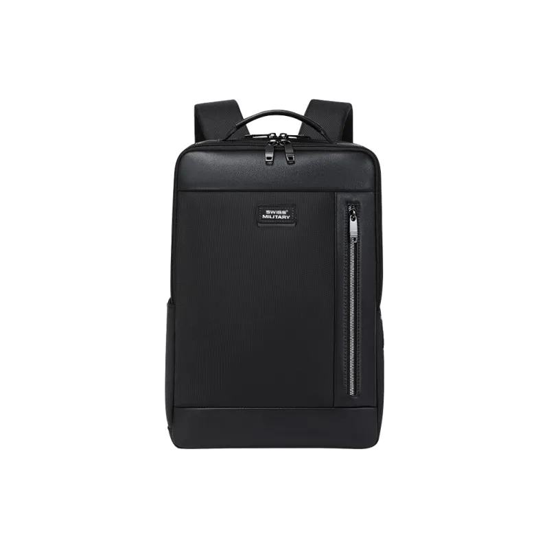 SWISS MILITARY Composite Fabric With Microfiber Synthetic Leather Backpack Men's Black-0