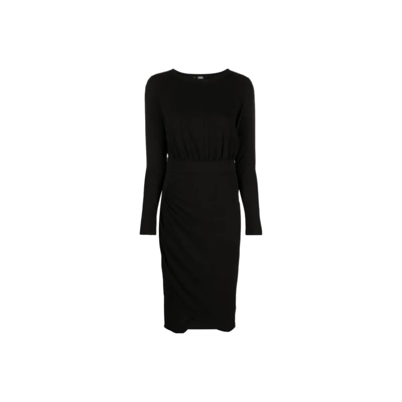 Karl Lagerfeld Logo embroidered Long sleeve Jersey Dress-0