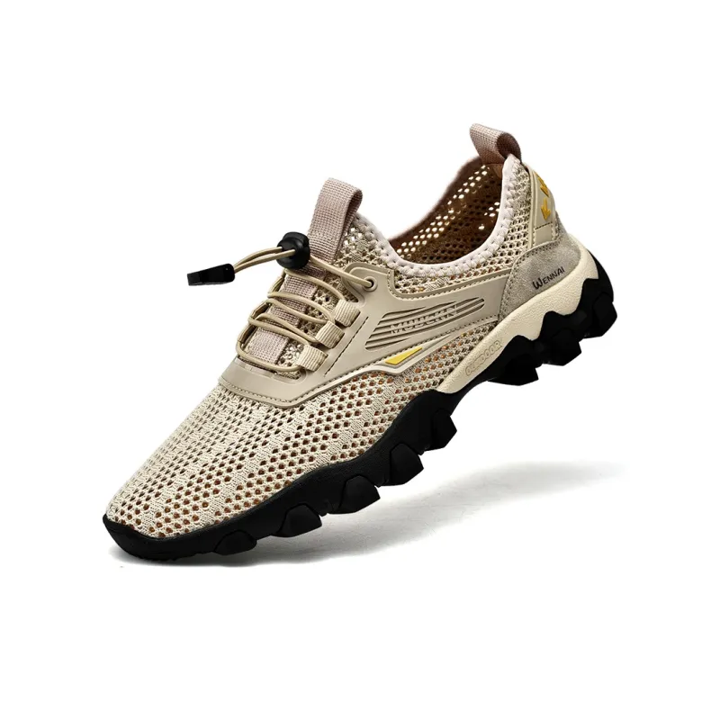 Wen Nai Slip Resistant, Abrasion Resistant, Breathable Low Top Casual Shoes Men's Khaki-2
