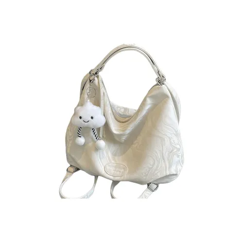 VINEY Split Cow Leather With Synthetic Leather Tote Crossbody Bag, Shoulder Bag Women's Ecru