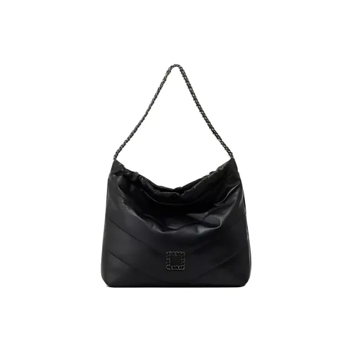 Rouge&lounge Cow Leather Trash Bag Handbag Shoulder Bag Women's Black