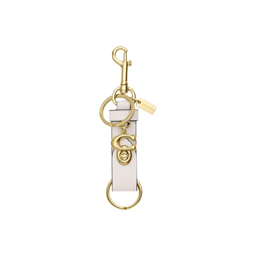 COACH Calfskin Bag Decor Key Ring Bag Accessory Women's White