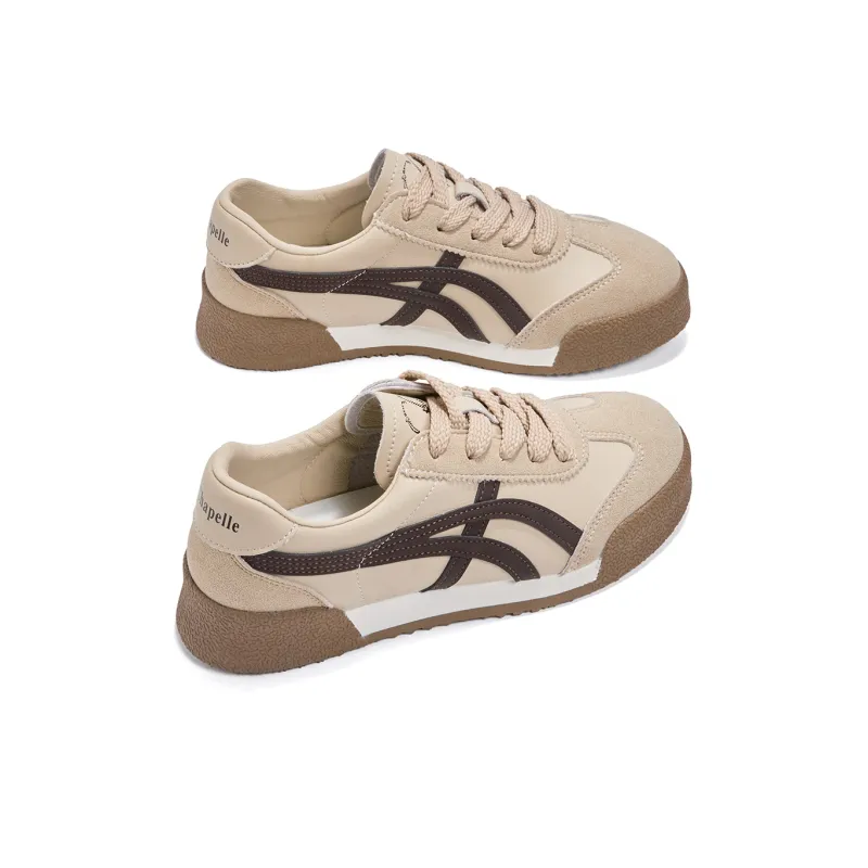 La Chapelle Wear-Resistant Slip-Resistant Low-Top Casual Shoes Women's Beige Brown-3
