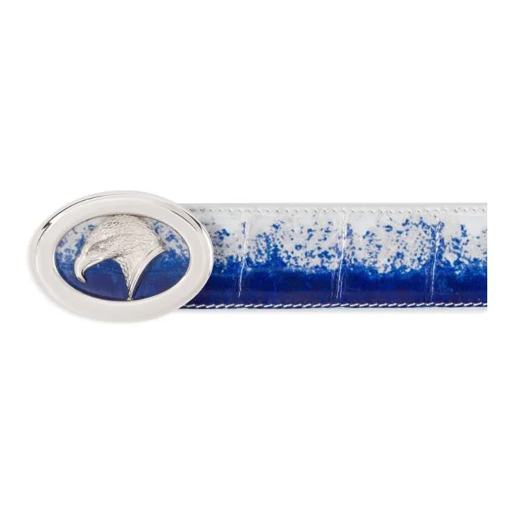 STEFANO RICCI Himalayan Crocodile Leather Belts Unisex Blue Width 3.8cm-1