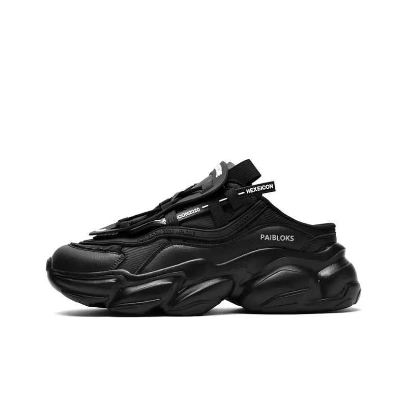 PAIBLOKS Abrasion Resistant Slip Resistant Closed Toe Slippers Chunky Sneakers Unisex-0